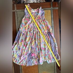 Paani small fairy ruffle top mini dress smocked floral pastel Indian pink tassel